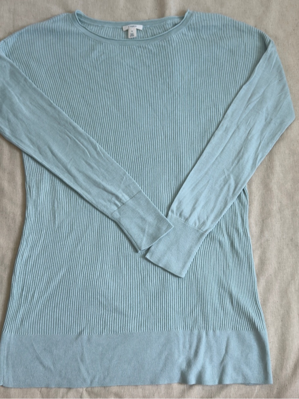 Caslon Light Blue Ribbed Crewneck Sweater